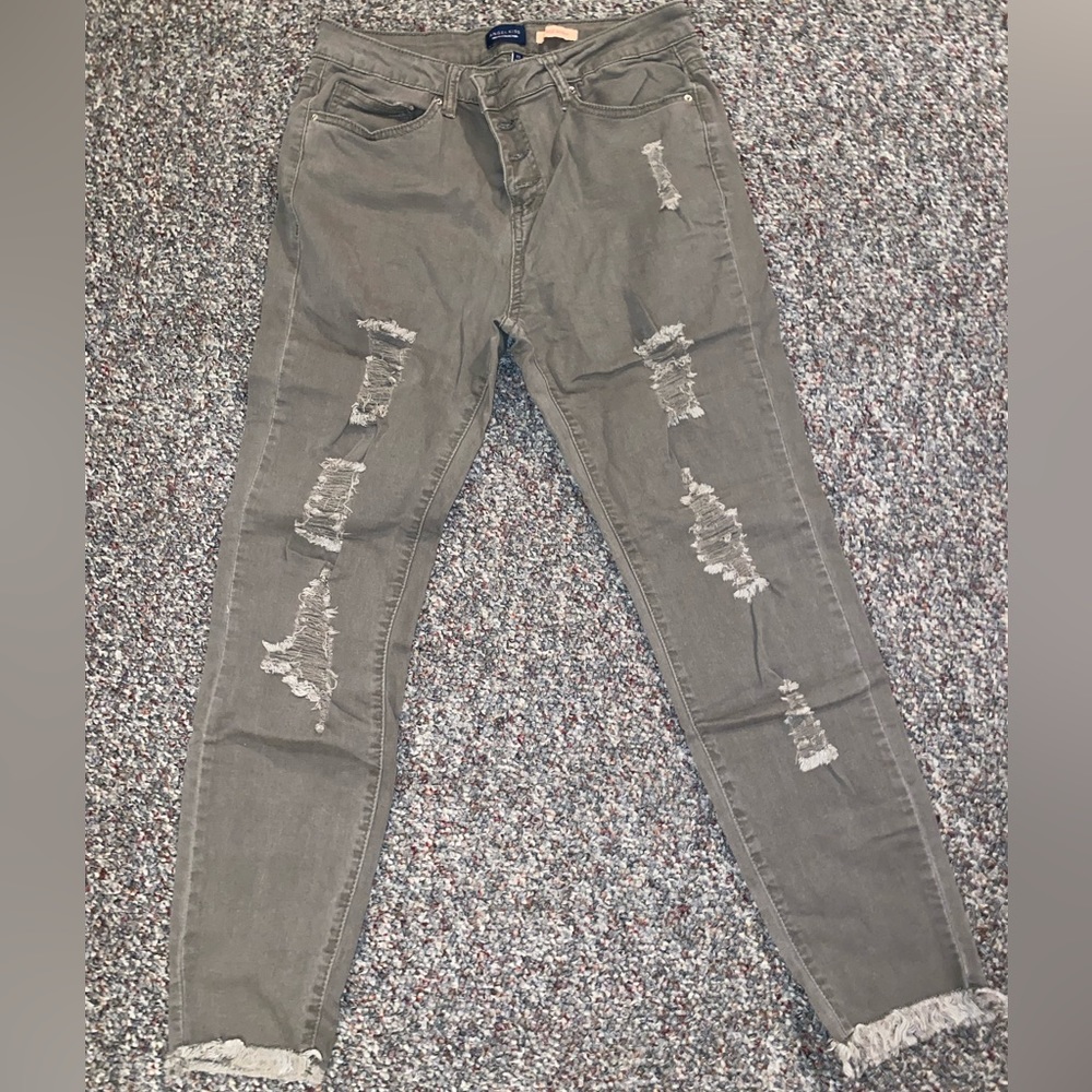 Angel Kiss Green Ankle Skinny Distressed Jeans
